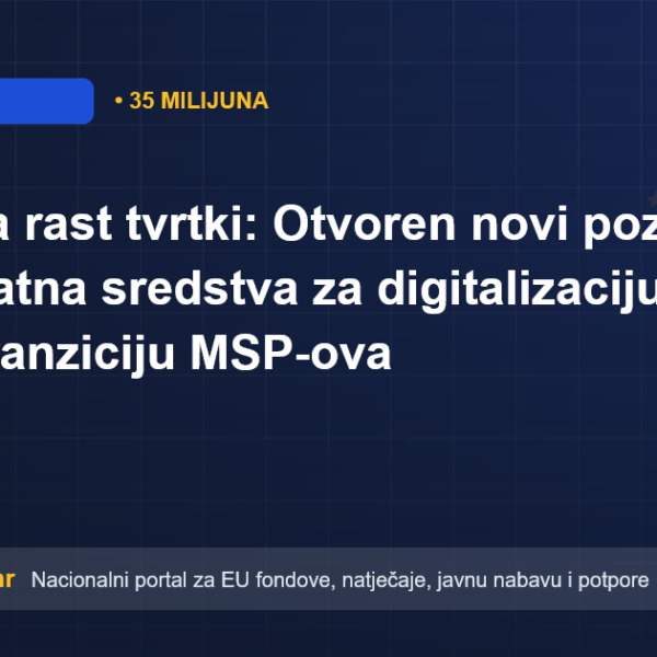 Prilika za rast tvrtki: Otvoren novi poziv za bespovratna sredstva za digitalizaciju i zelenu tranziciju MSP-ova